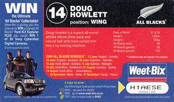 2004 Weet-Bix All Blacks Collector Series #14 Doug Howlett Back